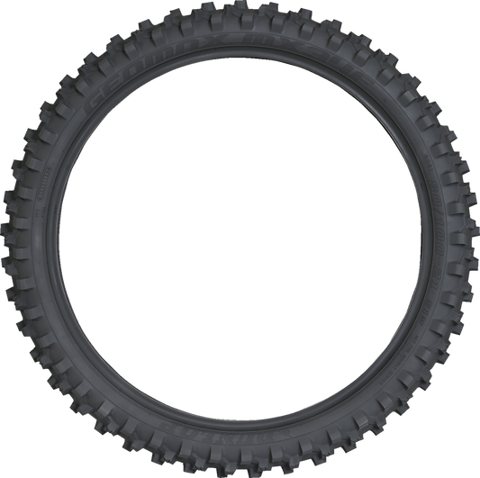 DUNLOP Geomax MX34 front off-road motorcycle tire 60/100-10 33J with knobby tread for rugged terrain.