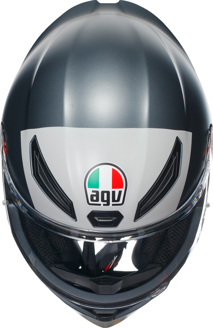 AGV K1 S helmet in large size, model 2118394003017L, shown with sleek black design and aerodynamic shape.