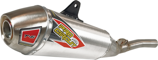 Pro Circuit T-6 slip-on muffler for enhanced motorcycle performance, featuring durable construction and sleek design.