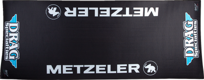 Large DRAG SPECIALTIES HC80200METZDRAG absorbent pit pad with logo, designed for motorcycle or vehicle pit stops.