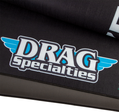 Large DRAG SPECIALTIES HC80200METZDRAG absorbent pit pad with logo, designed for motorcycle or vehicle use.