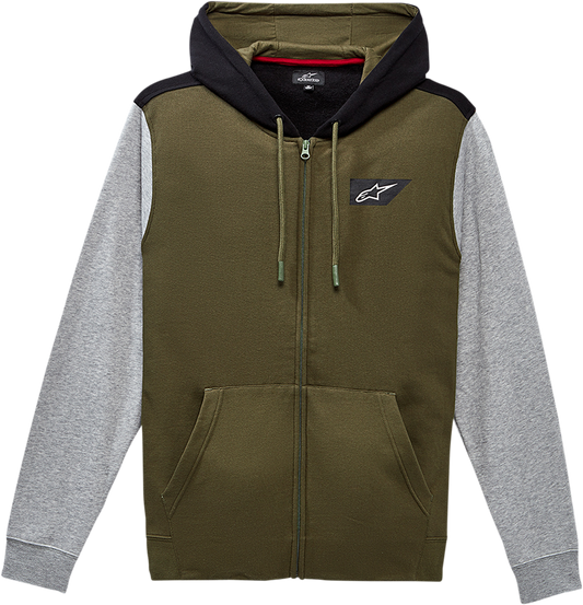 Alpinestars Spanner Hoodie in military green, XL size, featuring a front logo design and comfortable hoodie style.