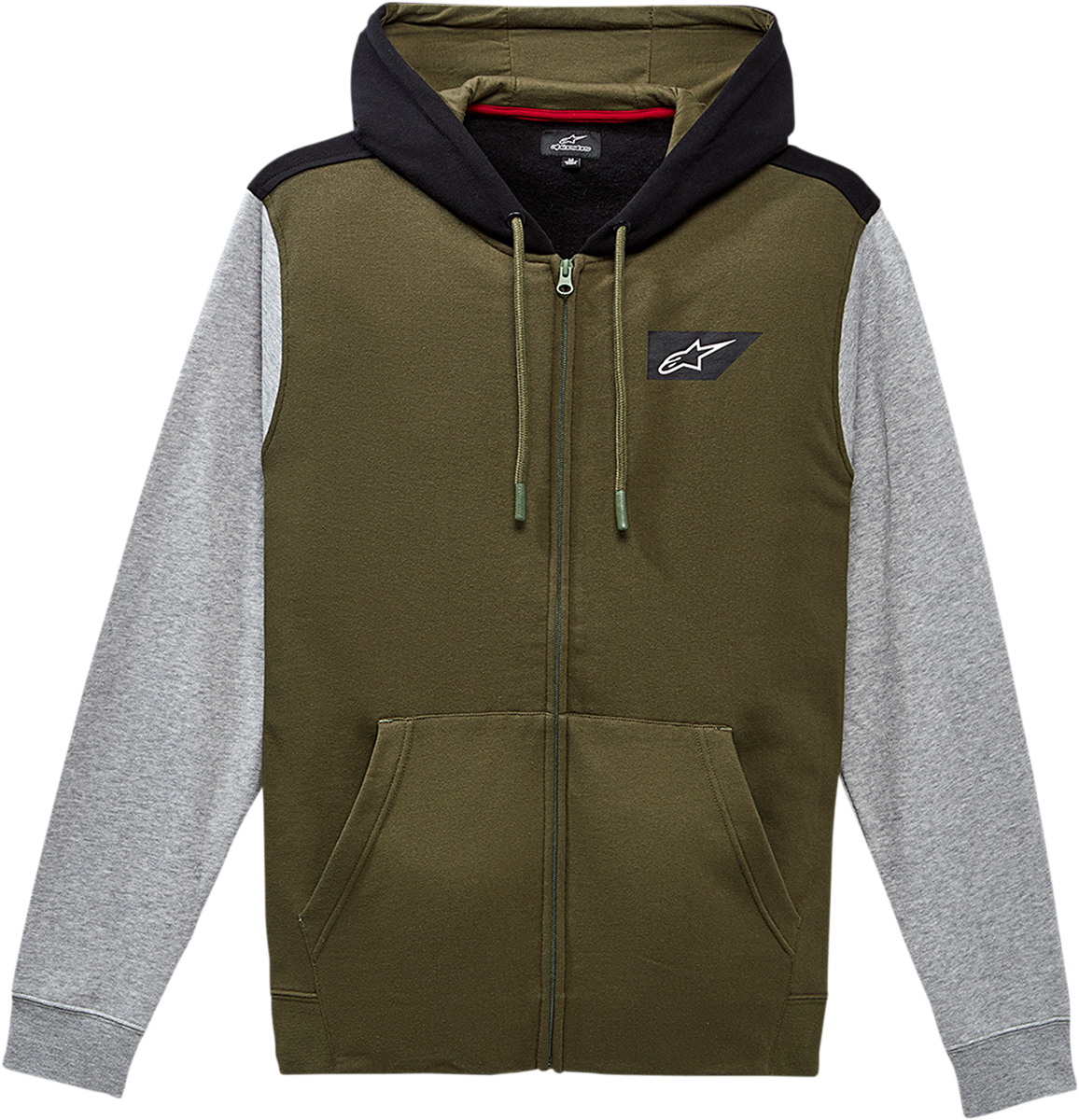 Alpinestars Spanner Hoodie in military green, size medium, featuring front logo and casual hoodie design, outdoor-ready apparel.