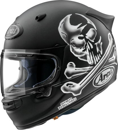 Arai Helmets Contour-X Jolly Roger motorcycle helmet with integrated ventilation and aerodynamic spoiler, in XS size.