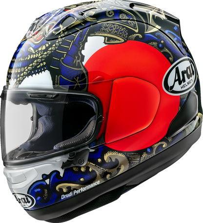 Arai Corsair-X Shogun motorcycle helmet in small size with advanced ventilation and impact protection, displayed from the front.
