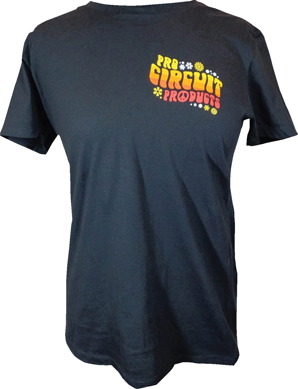 Black PRO CIRCUIT Women's Groovy T-Shirt with colorful graphic design, size XL, casual and stylish for women.