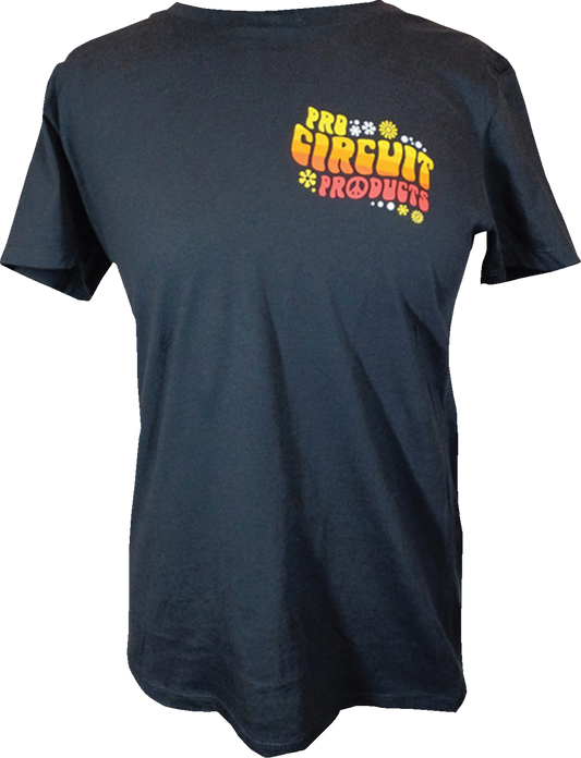 Black PRO CIRCUIT Women's Groovy T-Shirt with colorful graphic design, size XL, casual and stylish for women.