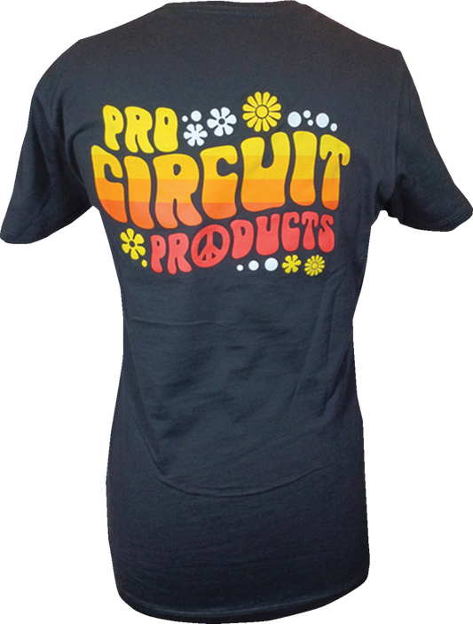 Black PRO CIRCUIT Women's Groovy T-Shirt, size XL, featuring a vibrant graphic design on the front.