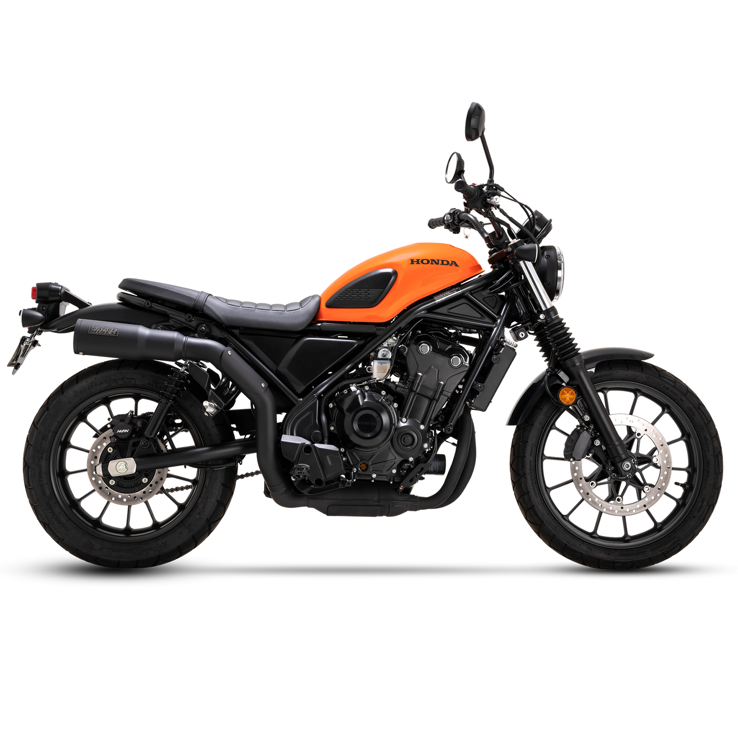 Vance & Hines Hi-Output Slip-On Muffler for motorcycles, shiny chrome finish with sleek exhaust design.