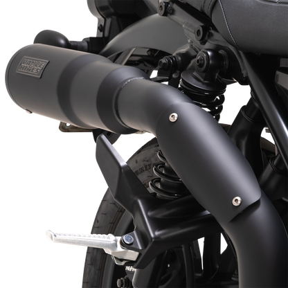 VANCE & HINES Hi-Output Slip-On Muffler for motorcycles, shiny chrome finish, showcasing the sleek exhaust design.