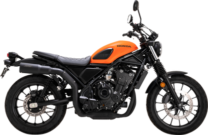 VANCE & HINES Hi-Output Slip-On Muffler for motorcycles, shiny chrome finish, with sleek cylindrical design and mounting features visible.