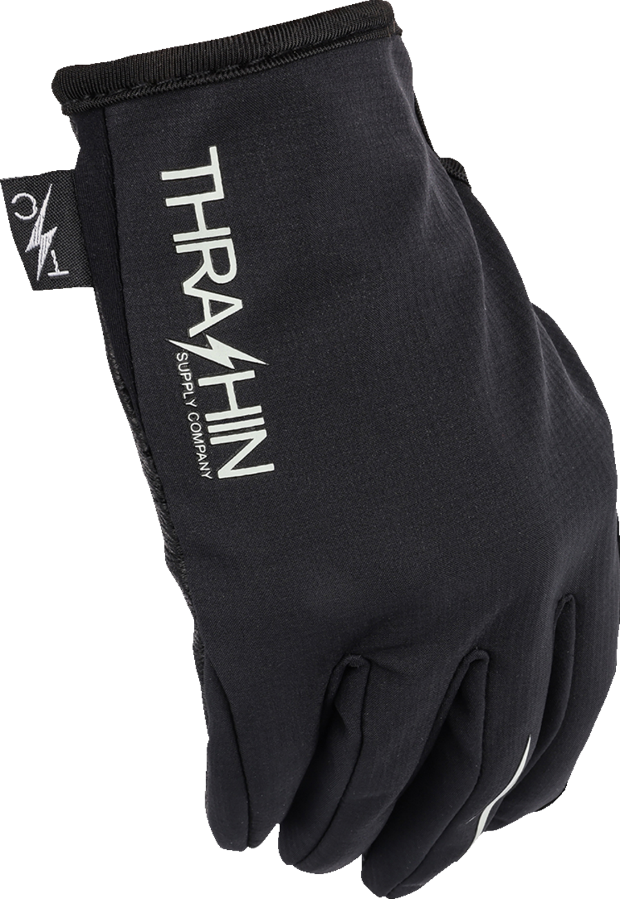 Black Thrasin Supply Co. windbreaker stealth gloves in small size, featuring a sleek design and lightweight material.