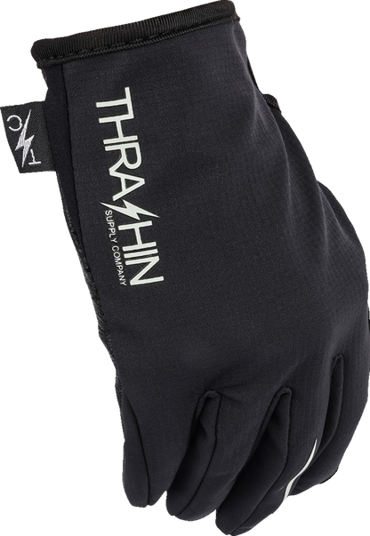 Black Thrasin Supply Co. windbreaker stealth gloves in small size, featuring a sleek design and lightweight material.