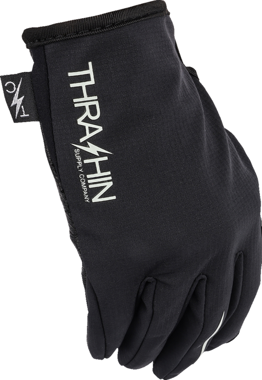 Black THRASHIN SUPPLY CO. Windbreaker Stealth Gloves in 2XL size with a sleek, lightweight design and textured grip details.