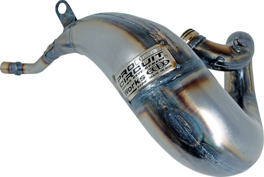 Pro Circuit Works Pipe 0752325 motorcycle exhaust for two-stroke bikes, metallic with branding details visible.