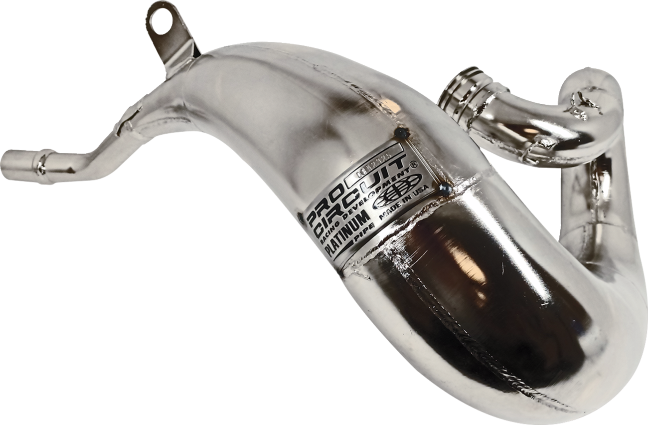 High-performance PRO CIRCUIT Platinum Pipe 0852325 motorcycle exhaust pipe with sleek metallic finish and branding details.
