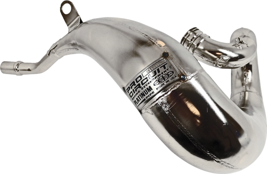 High-performance PRO CIRCUIT Platinum Pipe 0852325 motorcycle exhaust pipe with sleek metallic finish and branding details.