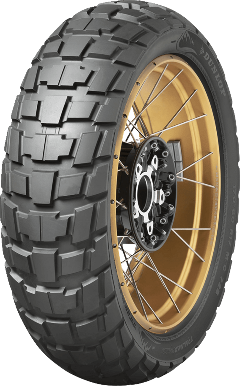 Dunlop Trailmax Raid rear tire for adventure bikes, 170/60R17, featuring rugged tread for off-road and on-road riding.