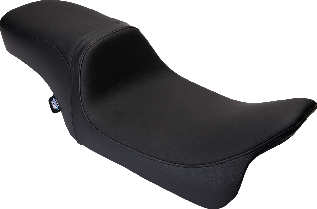 Black vinyl Drag Specialties Predator 2-up motorcycle seat for FLH/FLT models, smooth finish, 2008-2024.