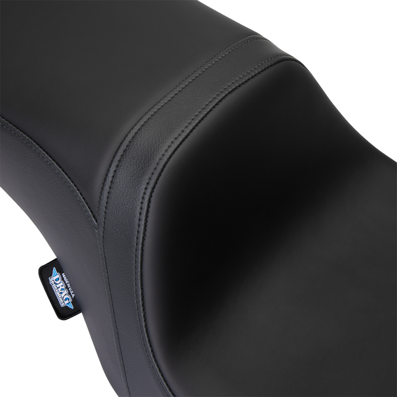 Drag Specialties Predator 2-up seat for Harley FL, black finish with solar leather, fits 2008-2023 motorcycle models.