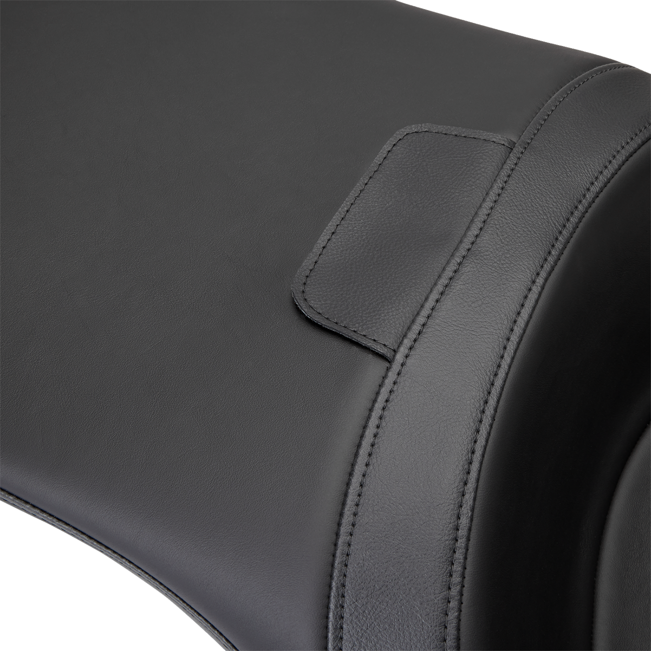 Black Solar Leather Drag Specialties Freedom Seat for FLH motorcycles, model 0801-1485, with cushioned design and sleek styling.