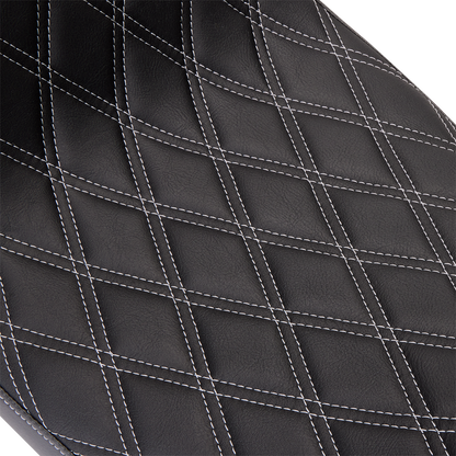 Drag Specialties Predator 2-up seat with vinyl cover and double diamond silver stitch for Harley FL 2008-2023.