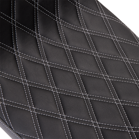Drag Specialties Predator 2-up seat with vinyl cover and double diamond silver stitch for Harley FL 2008-2023.