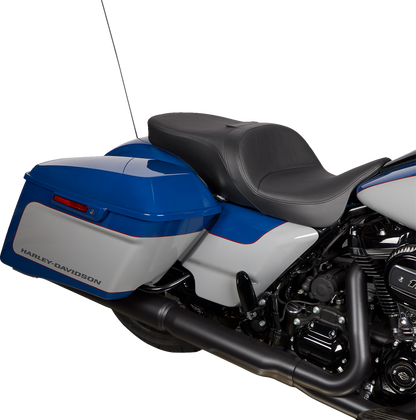 DRAG SPECIALTIES SEATS Freedom Seat in smooth vinyl for Harley FLH 2009-2023, featuring a sleek, comfortable design