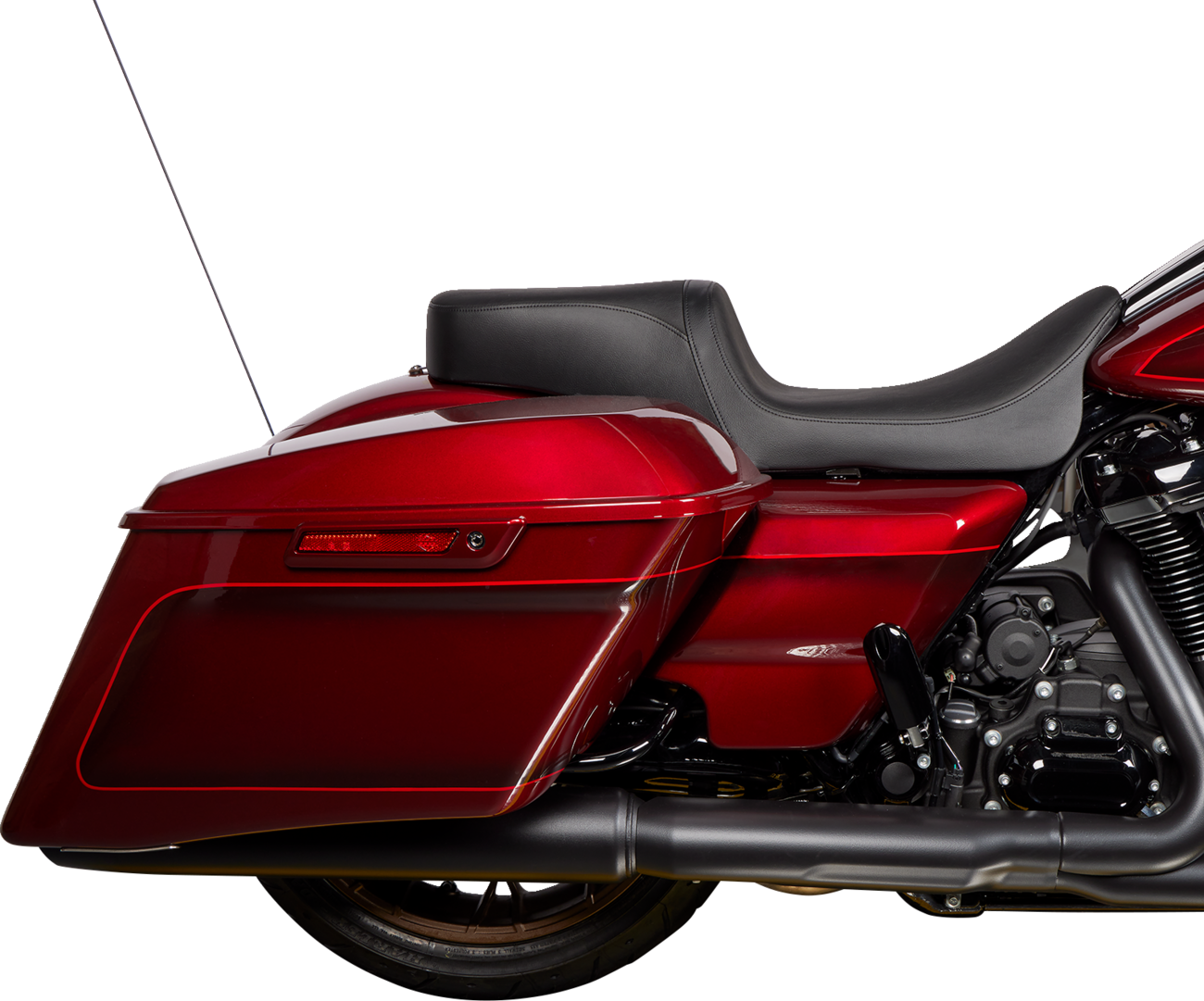 Black vinyl Drag Specialties Predator 2-up seat with smooth finish for FLH/FLT motorcycles, model 0801-1487.