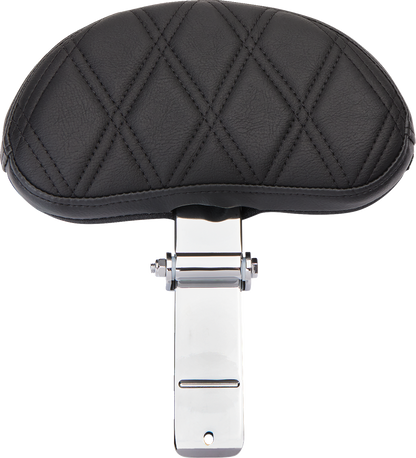 DRAG SPECIALTIES SEATS EZ Glide II small backrest in black vinyl with double diamond stitching, designed for motorcycle seats.