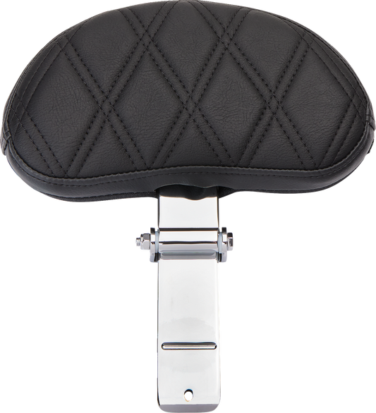 DRAG SPECIALTIES SEATS EZ Glide II small backrest in black vinyl with double diamond stitching, designed for motorcycle seats.