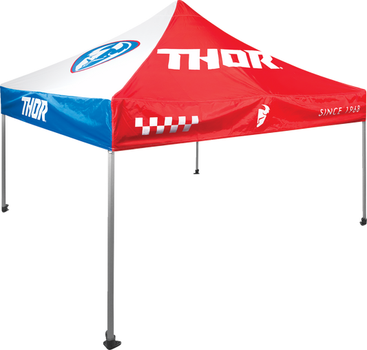THOR 10'x10' red, white, and blue collapsible canopy top replacement cover with part number 4030-0068, outdoor shade and shelter.