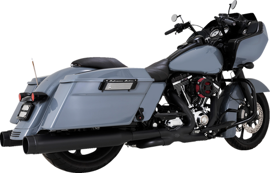 VANCE & HINES Power Duals PCX™ Header System in black for motorcycle, showing the dual header pipes and mounting details.