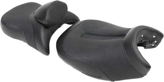BMW Adventure Track Seat with Lumbar Pad by SADDLEMEN, featuring black seat material and lumbar support for motorcycle comfort.