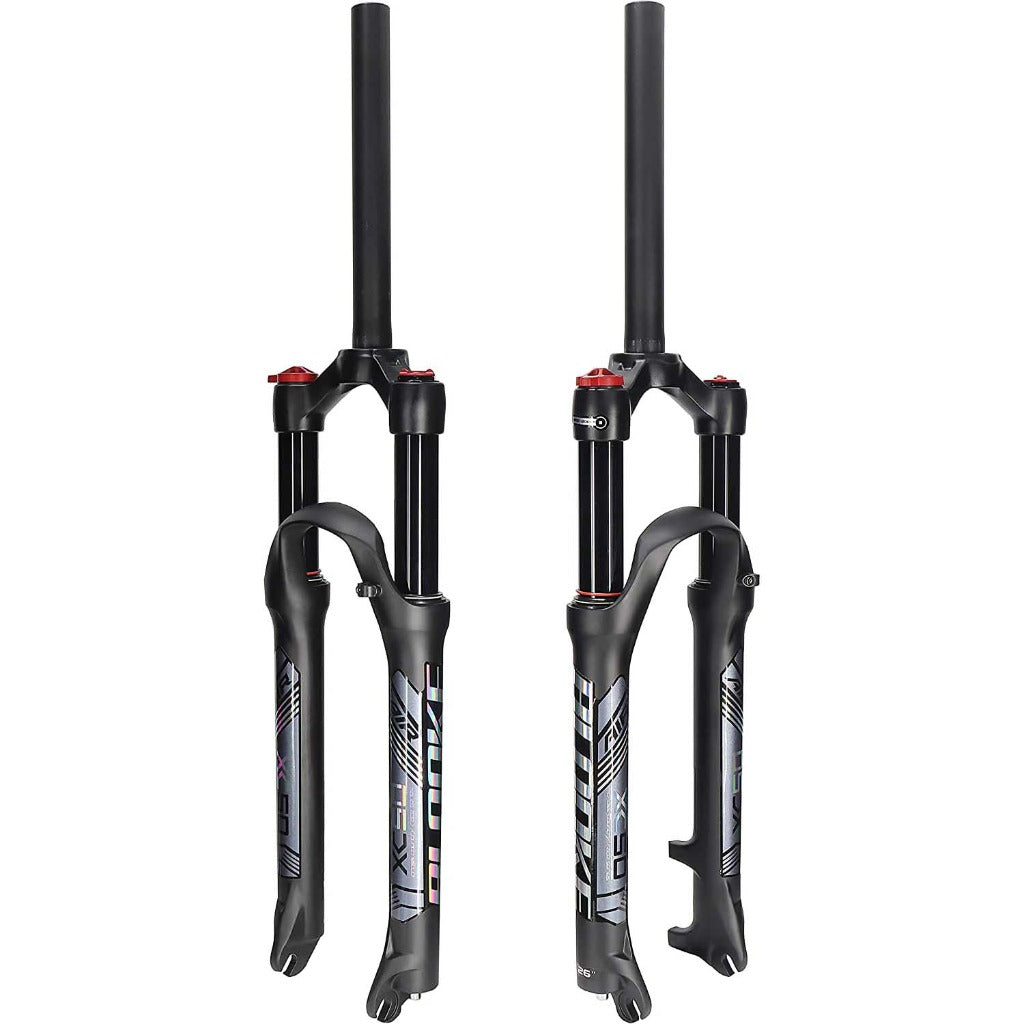 Hycline Blooke XC90 27.5/29 inch bicycle front suspension fork with adjustable shock absorption and lightweight alloy construction.