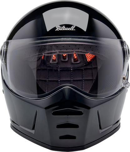 Bill's Exhausts BILTWELL Lane Splitter helmet in glossy black, 2XL size, showcasing its sleek motorcycle helmet design.