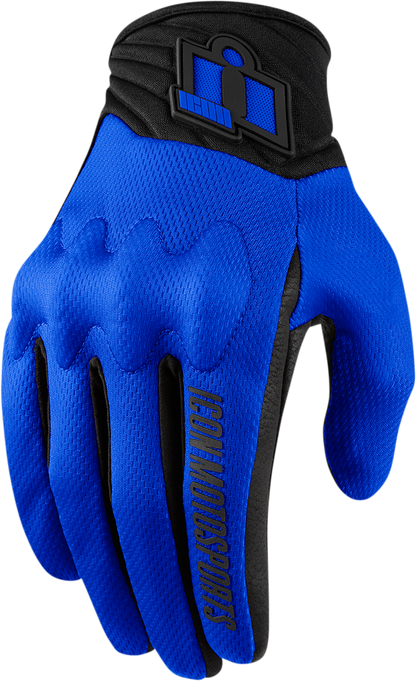 Blue ICON Anthem 2 CE Gloves in 3XL by Bill's Exhausts, showing the durable motorcycle gloves with reinforced knuckles.