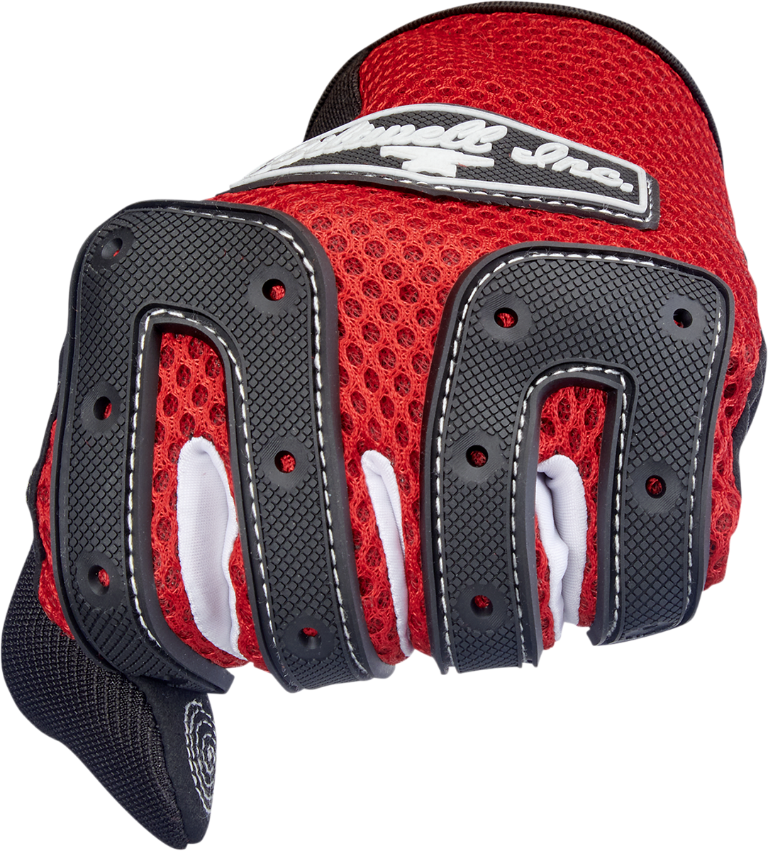 Red BILTWEEL Anza Gloves for XS size, featuring durable material and detailed stitching, designed for motorcycle riding.