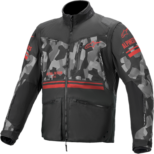 Alpinestars Venture Jacket in red camo, small size, featuring durable fabric and stylish design for outdoor protection and style.