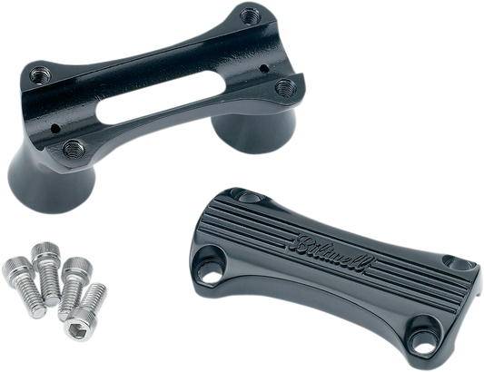 Black BILTWELL Thunder 2-inch riser handlebar for motorcycles, designed by Bill's Exhausts, shown on a clean background.