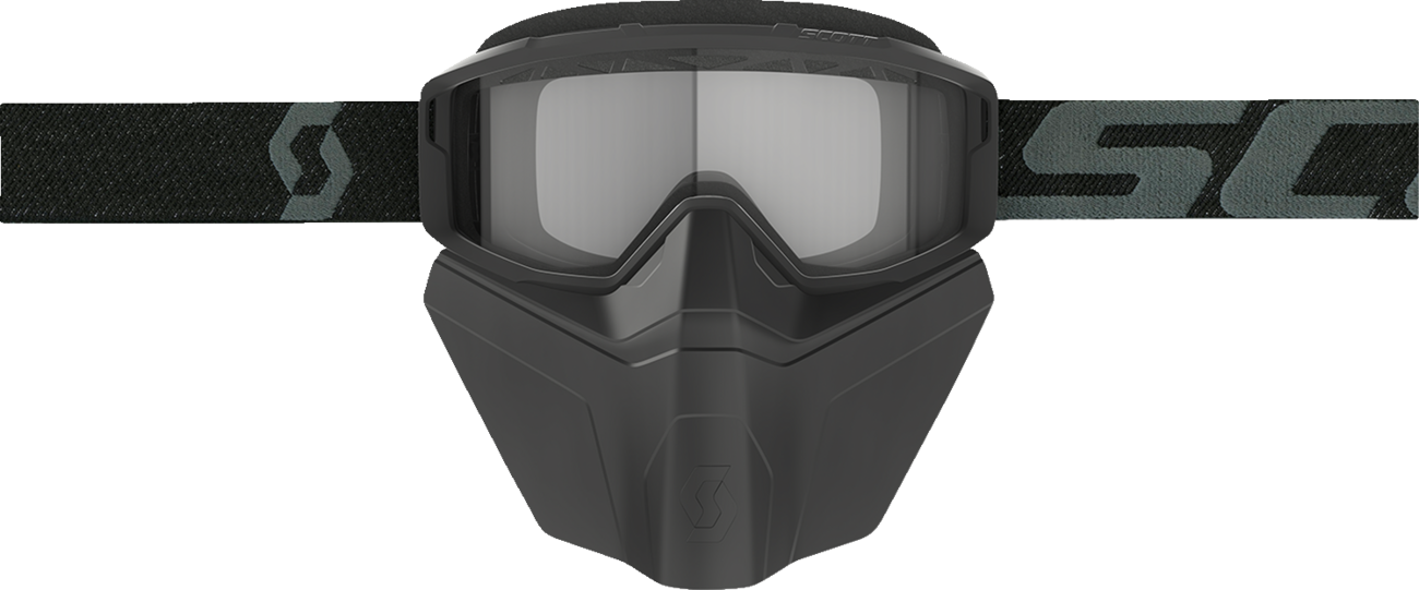 Scott Primal Snow Goggles with safari facemask in black and clear lens, designed for winter sports protection.