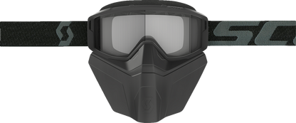 Scott Primal Snow Goggles with safari facemask in black and clear lens, designed for winter sports protection.