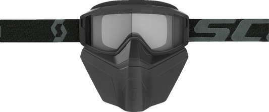 Scott Primal Snow Goggles with safari facemask in black and clear lens, designed for winter sports protection.