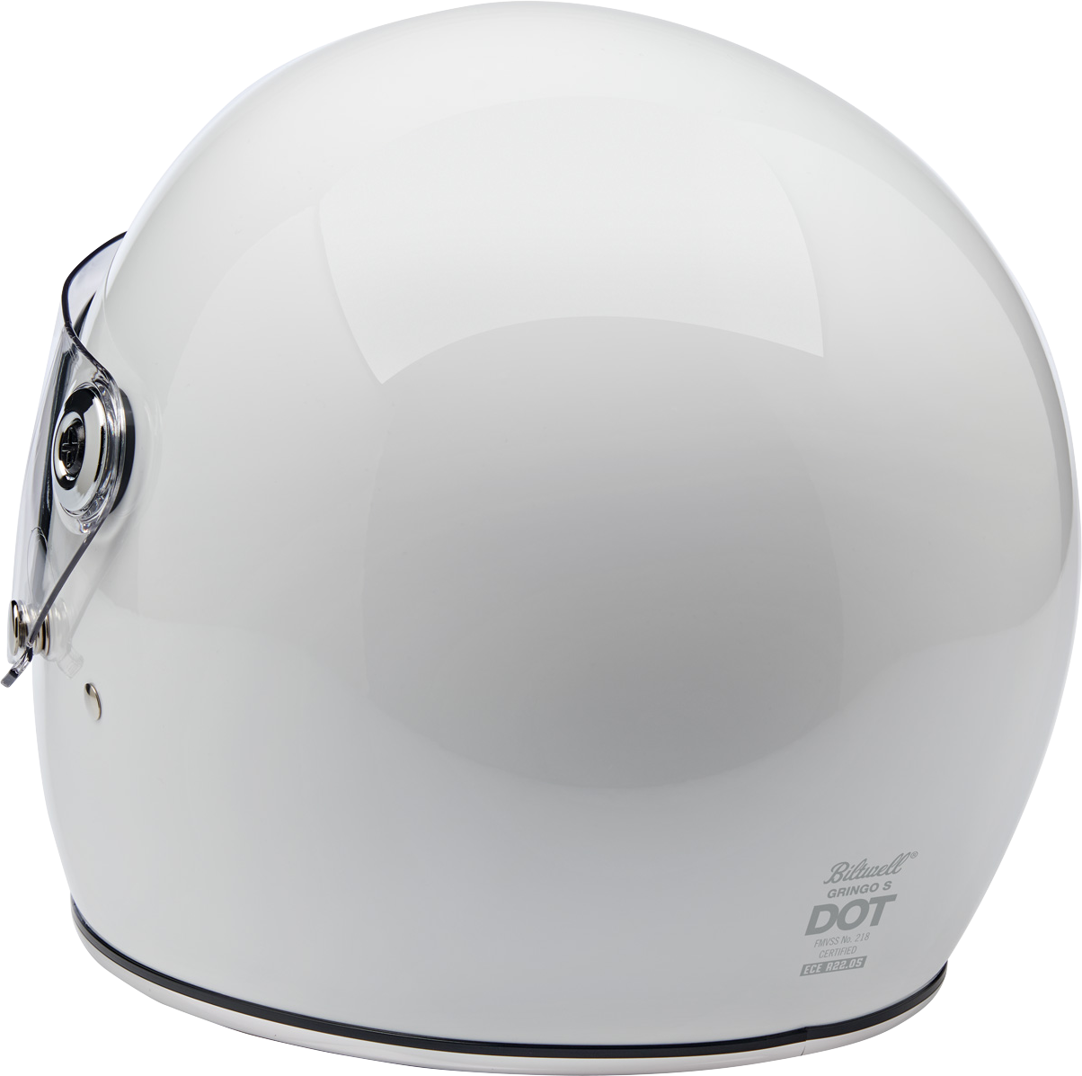 Gloss white BILTWELL Gringo S helmet with sleek design, XS size, lightweight motorcycle helmet with secure fit and venting features.
