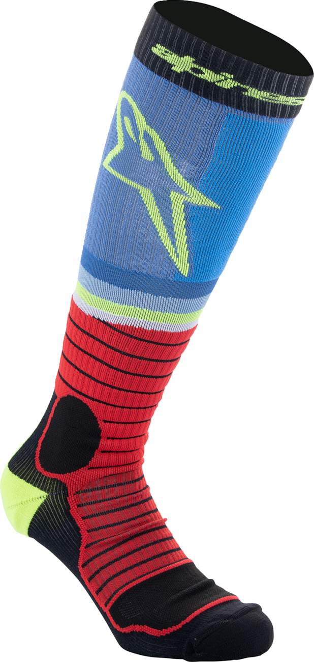 ALPINESTARS, Alpinestars MX Pro Socks - Black, Red, Blue, Yellow, Large 4701524-1212-L