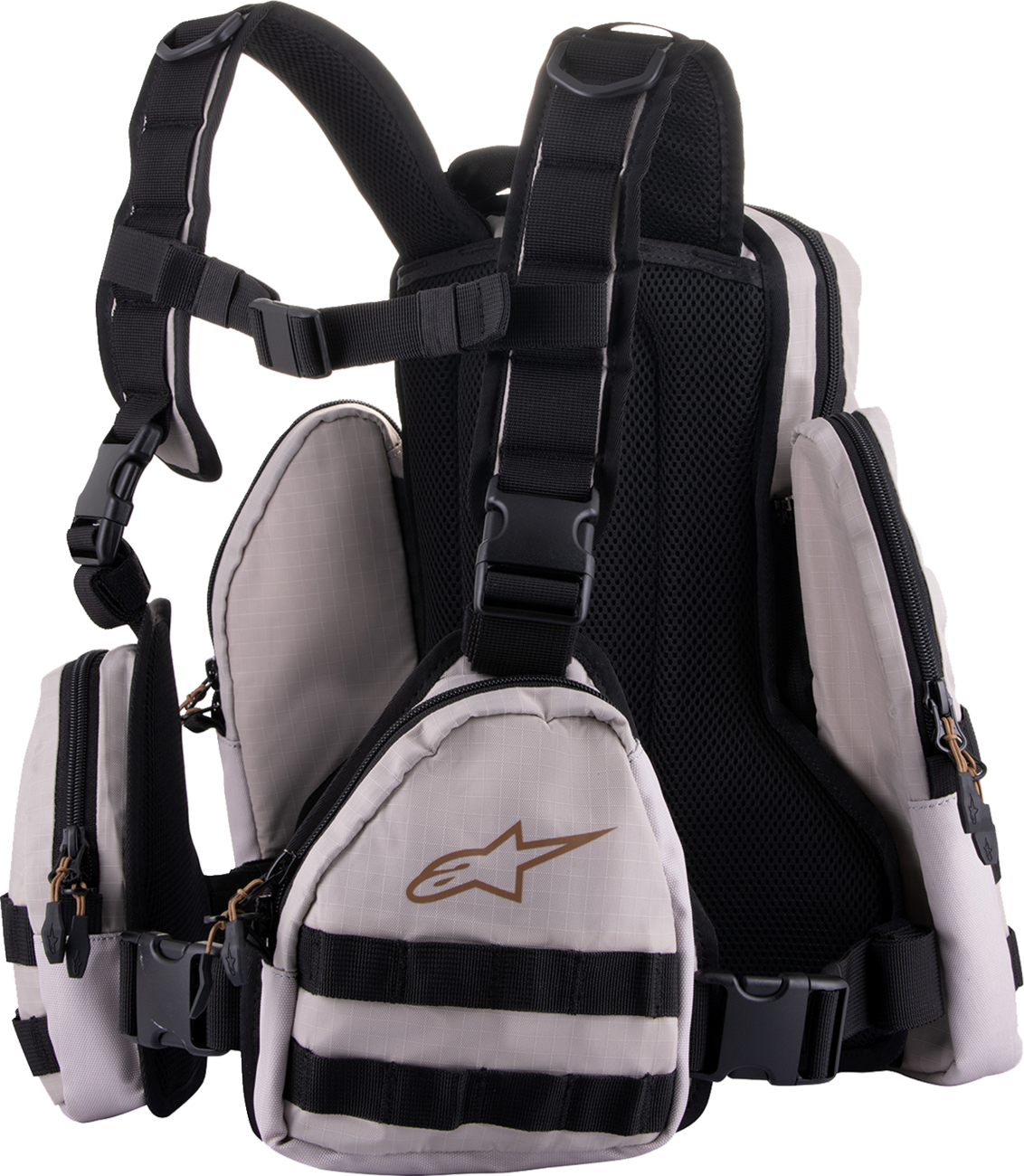 Alpinestars Techdura Tactical Pack in gray and black with multiple compartments and adjustable straps.