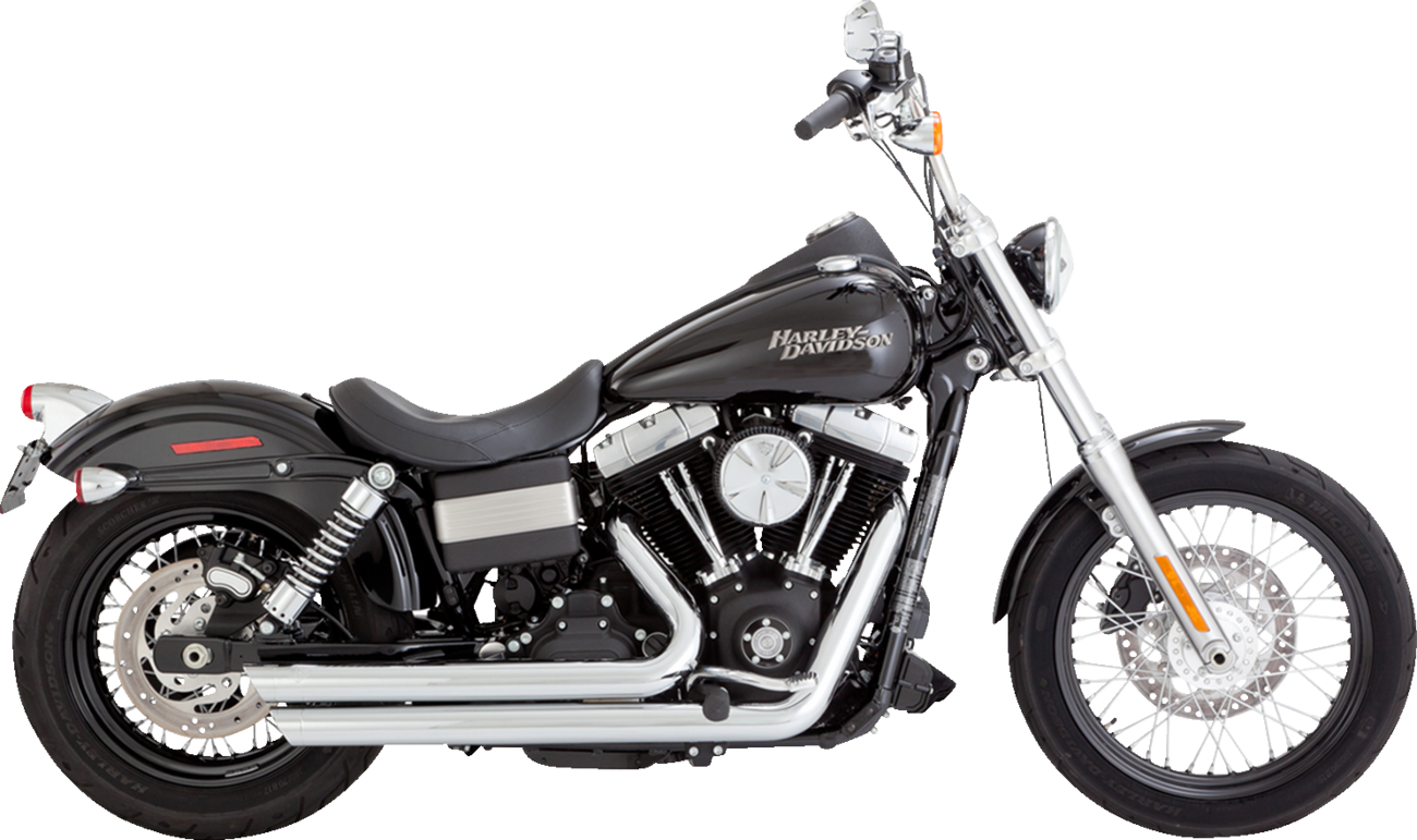 VANCE & HINES Big Shots staggered chrome motorcycle exhaust system with dual pipes and chrome finish, part #17958