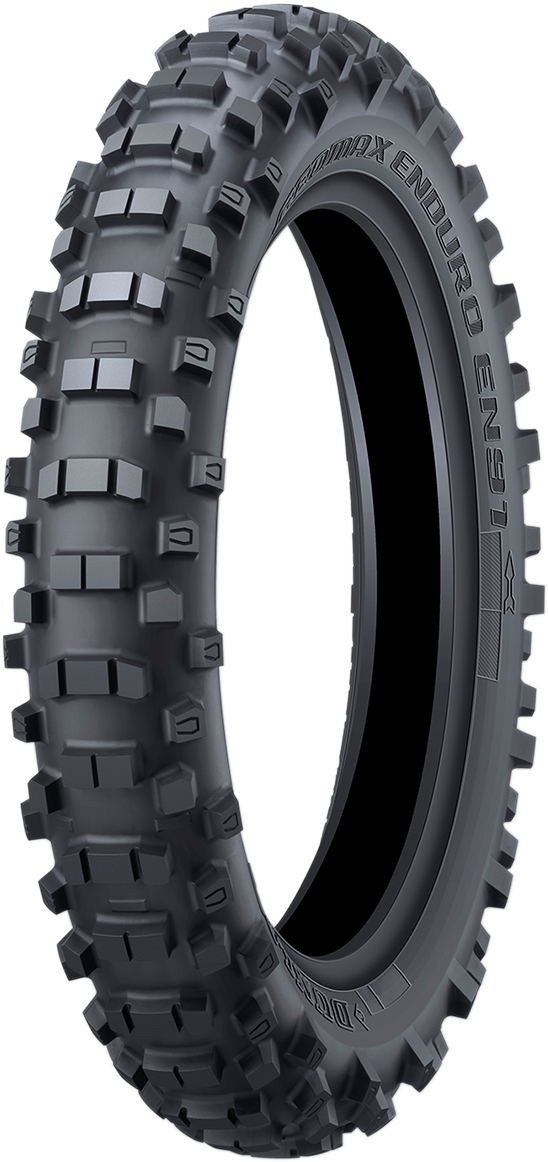 Dunlop Geomax EN91EX rear off-road motorcycle tire, 140/80-18 size, with rugged tread for enduro performance.