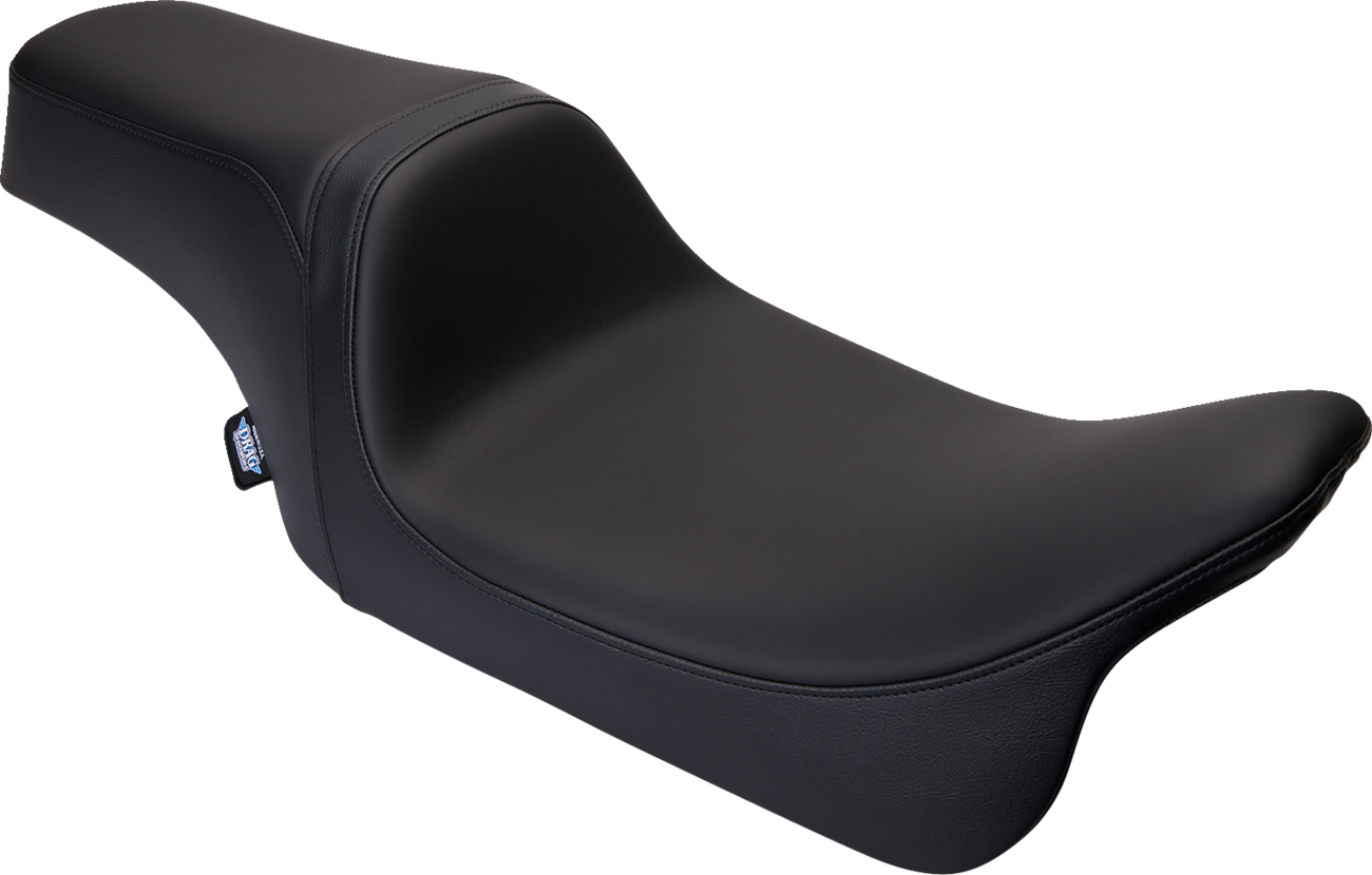 Black Predator 1Up Seat by Drag Specialties for FLH models '08-'23, made of solar leather with smooth finish.