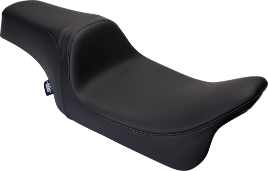 Black Predator 1Up Seat by Drag Specialties for FLH models '08-'23, made of solar leather with smooth finish.
